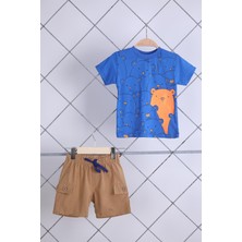 Babyhola 2'li Tişört Keten Şort Erkek Bebek Çocuk Bayramlık Alt Üst Takım Elbise 02011
