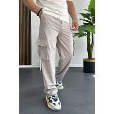 Erkek Ince Baggy Kalıp Kargo Pantolon Gri EDW173