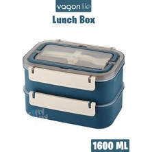 Vagonlife Bento Lunch Box 1600 ml 2 Kat Yeni Nesil Sefer Tası Paslanmaz Çelik -FFLBOX2221