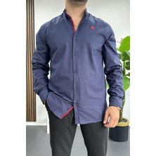 Edwox Erkek Hakim Yaka Pamuklu Uzun Kollu Gömlek Siyah EDW176