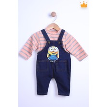 Babyhola Kız Bebek Çocuk Minion Bayramlık Salopet Badi Takım 2284
