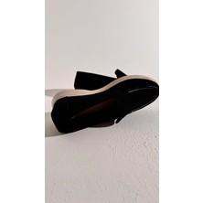 Eataly Shoes Loya Siyah Süet Düz Kadın Babet