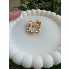 Anetta Jewelry Rose Renk Iç Içe Zincir Model Xuping Küpe( 2,5 Cm) çelik takı kadın