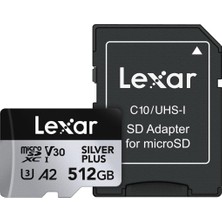 Lexar 512GB Silver Plus 205MB 4K V30 Uhsı Micro Sd Hafıza Kartı