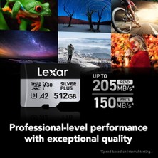 Lexar 512GB Silver Plus 205MB 4K V30 Uhsı Micro Sd Hafıza Kartı