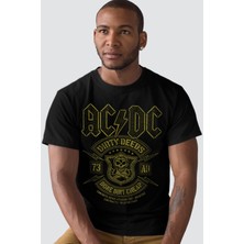 ROCKANDROLL Karlı Acdc Siyah Kısa Kollu Erkek T-Shirt