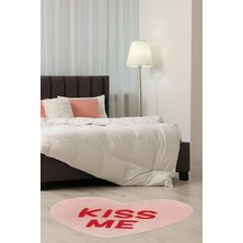 Miqna Studio Pembe Tasarım Kalp Halı, El Yapımı, Yıkanabilir, Kaymaz Taban, Dekoratif,