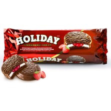 Elvan Holiday Çilekli Sandviç Bisküvi 30 gr 8'li Sütlü Çikolata Kaplamalı Marshmallowlu