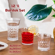 Porsima 234 12' li Cam Bardak Seti - Su, Kahve, Meşrubat Bardağı - Su Bardak Takımı 200ml - 260ml - 365ml