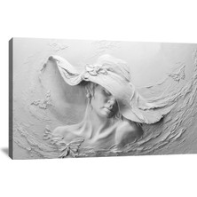 Allure Art Design 3 Boyutlu Şapkalı Kadın Kanvas Tablo Şapkalı Kadın Soyut Tablo