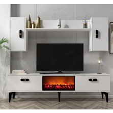 Demonte Decor Plus Şömineli Tv Ünitesi Takımı Beyaz-Beyaz