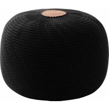 Kaşmir Halı 7/24 Dekoratif Örgü Puf Siyah 50X50X35 cm