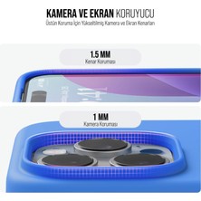 Babilden iPhone 16 Pro Kılıf Ince Sıvı Silikon 3 Katmanlı Tam Kaplamalı Yumuşak Jel Kauçuk Kılıf Kapak Mavi