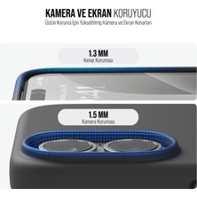 Babilden iPhone 16 Kılıf Ince Sıvı Silikon 3 Katmanlı Tam Kaplamalı Yumuşak Jel Kauçuk Kılıf Kapak Siyah