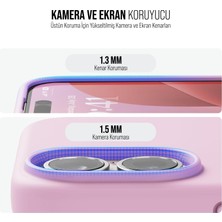 Babilden iPhone 16 Kılıf Ince Sıvı Silikon 3 Katmanlı Tam Kaplamalı Yumuşak Jel Kauçuk Kılıf Kapak Lila