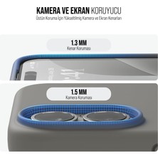 Babilden iPhone 16 Kılıf Ince Sıvı Silikon 3 Katmanlı Tam Kaplamalı Yumuşak Jel Kauçuk Kılıf Kapak Silver