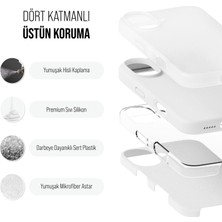 Babilden iPhone 16 Kılıf Ince Sıvı Silikon 3 Katmanlı Tam Kaplamalı Yumuşak Jel Kauçuk Kılıf Kapak Gümüş