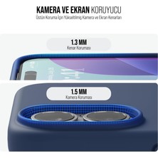 Babilden iPhone 16 Kılıf Ince Sıvı Silikon 3 Katmanlı Tam Kaplamalı Yumuşak Jel Kauçuk Kılıf Kapak Lacivert