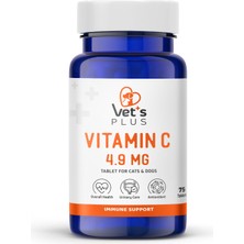 Vet's Plus C Vitamin Tablet 75'li (Kedi ve Köpekler için C Vitamini Desteği)