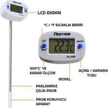 UniChrome Thermo TA-288 Oynar Başlıklı Dijital Mutfak Yemek Termometresi Paslanmaz Çelik Sıcaklık Ölçer