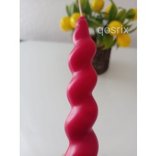 Qosrix 5'Li Kırmızı Italyan Burgulu Şamdan Soya Mumu  Kokulu Uzun Çubuk Konik Burgu Spiral Mum Dekoratif