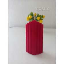 Qosrix Kırmızı Renk Soya  Vanilya Kokulu Sütun Geometrik Şekil Kule Mum Dekoratif 1 Adet