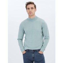 Kip Mint Yarım Balıkçı Yaka Düz Örgü Yün Karışımlı Triko Kazak