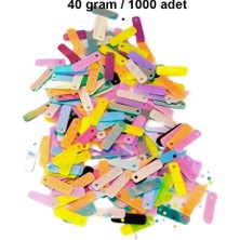 Aspartam Pastel Renkler 15 x 5 mm Dantel Oya Yazma Halhal Abiye Lazer Kesim Pul 1000 Adet / 40 Gram