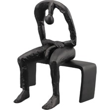 Toyra Soyut Figür Heykel Sağlam Basit Heykel Giriş Ofis Kitaplık Siyah (Yurt Dışından)