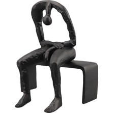 Toyra Soyut Figür Heykel Sağlam Basit Heykel Giriş Ofis Kitaplık Siyah (Yurt Dışından)