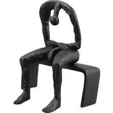 Toyra Soyut Figür Heykel Sağlam Basit Heykel Giriş Ofis Kitaplık Siyah (Yurt Dışından)