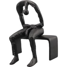 Toyra Soyut Figür Heykel Sağlam Basit Heykel Giriş Ofis Kitaplık Siyah (Yurt Dışından)