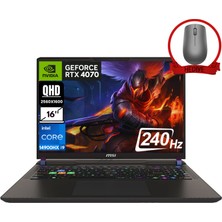 Msı Vector 16 Hx Intel Core I9 14900HX 48GB 2tb SSD RTX4070/8GB Freedos 16" Qhd+ 240Hz Taşınabilir Bilgisayar A14VGG-271TR-A23 & Anzar Mouse