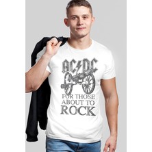 Rock&Roll Top Rock Acdc Beyaz Erkek Tişört