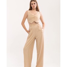 Camel Casual Crop Yelek