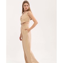 Camel Casual Crop Yelek