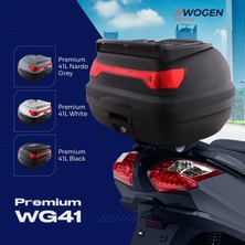 Wogen 41 Lt Motosiklet Arka Çanta Üst Bagaj +Sırt Dayama Premium Beyaz