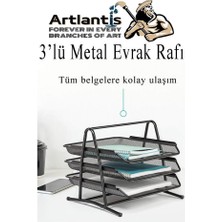 Artlantis Masa Üstü Siyah Fileli Kalemlik ve 3 Katlı Evrak Rafı 4 Parça 1 Paket 4 Lü Masa Üstü Düzenleyici Kalemlik Küp Notluk Ataşlık