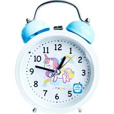 Hediyesahibi Metal Yuvarlak Tek Boynuzlu At Temalı Masa Üstü Büyük Boy Alarmlı Çalar Saat