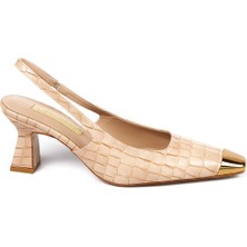 Bestello Arkası Açık Sivri Burun Neolit Taban Kalın Topuklu 281-2001 Kadın Ayakkabı