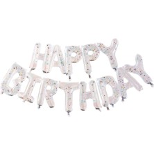 Ginger Ray - Balloon Bunting Brights Confetti Clear Foil - Happy Birthday Balon - Renkli Konfetiler