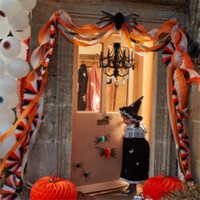 Meri Meri - Black & Orange Stripe Honeycomb Garland - Siyah & Turuncu Petekli Asılan Süs