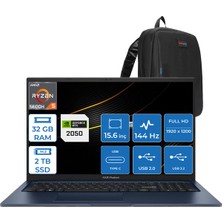 Asus Vivobook PRO15 M6500QF Amd Ryzen 5 5600H 32GB 2tb 4GB/RTX2050 Freedos 15.6" IPS 144hz Fhd Taşınabilir Bilgisayar HN017F09 + Zettaçanta