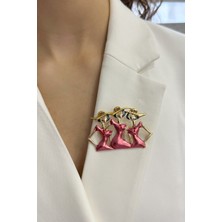 Şapkalı Kadınlar Broş (Ölçü:5 cm)