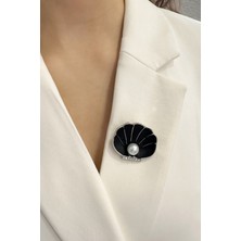 İncili Midye Kabuğu Broş (Ölçü:3 cm)