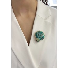 Taşlı Deniz Kabuğu Broş (En:4cm Boy:4,5cm)