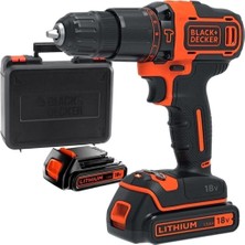 Black&Decker Darbeli BDCHD18KB 18 V - 1.5 Ah Li-İon Çift Akülü Darbeli Matkap + Takım Çanta