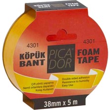 Picador Çift Taraflı Köpük Bant 38 x 5 m Askılı