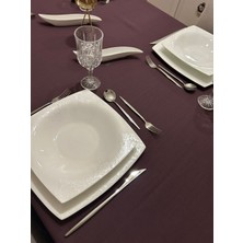 Meral Kurşun Collection Polyester Keten Dertsiz Masa Örtüsü Mürdüm