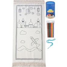 İhvan Online Boyamalı Yıkanabilir Eğitici Dini Oyuncak Çocuk Seccade Seti Mavi